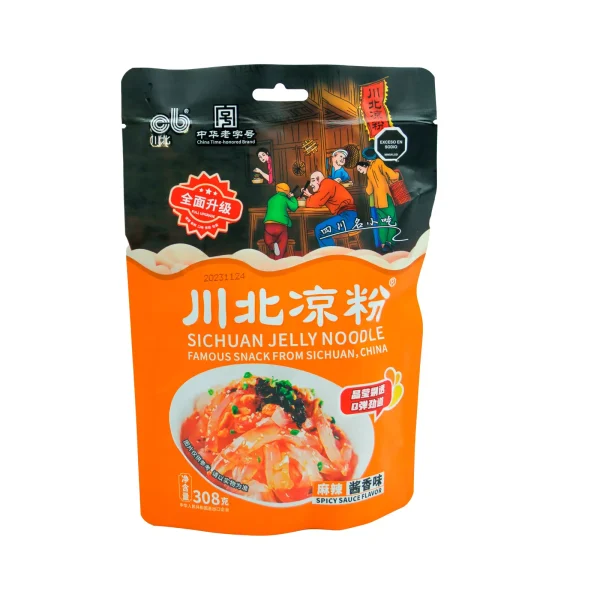 Pasta de Gelatina con Salsa Picante y Sésamo