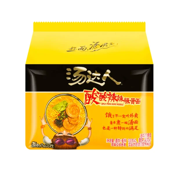 Fideos instantáneos con sabor a Hueso de cerdo, picante y amargo en bolsa Paq X 5