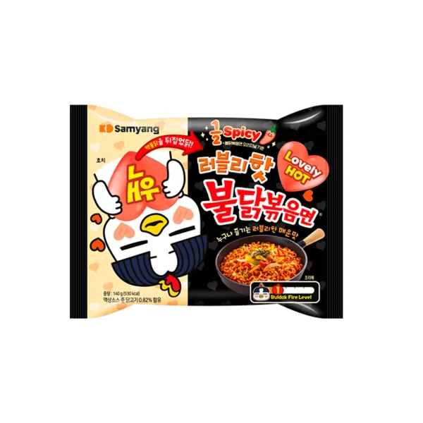 Buldak Bbokum Myun Lovel y Hotfideos Vegetales Pollo Picante