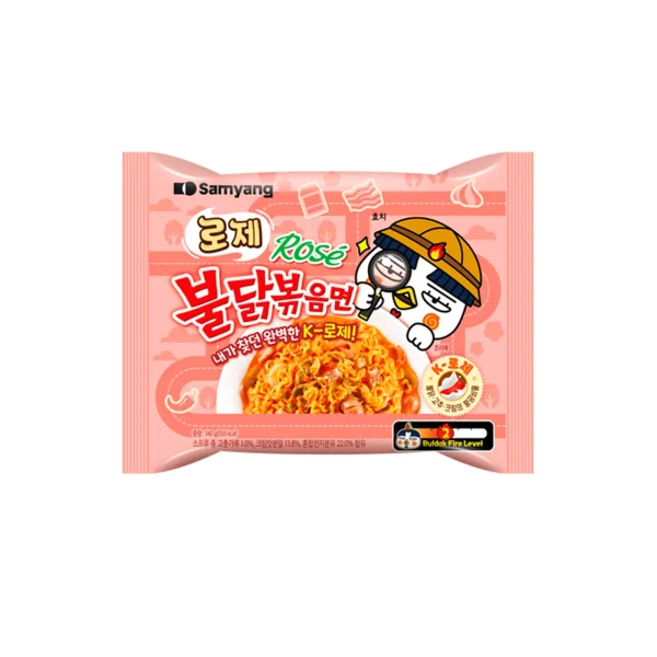 Ramen Buldak Rose Fideos Vegetales Pollo y Queso Picante