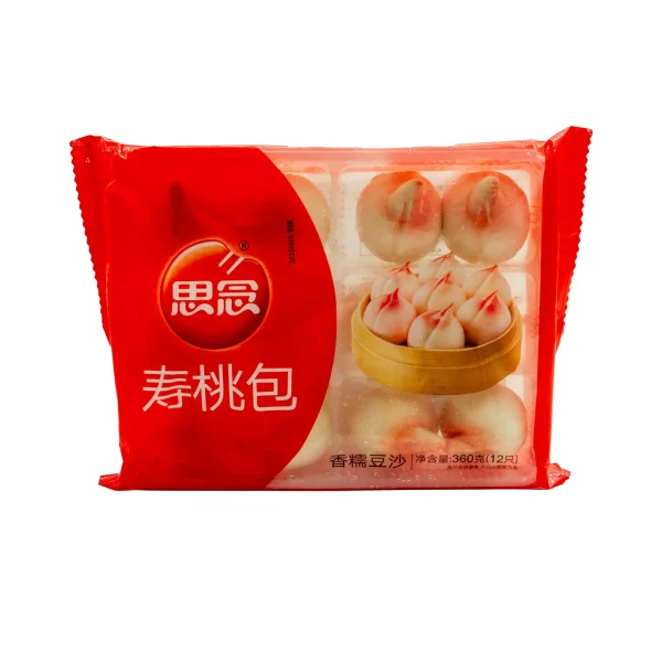 Baozi en Forma de Melocotón Relleno de Frijol